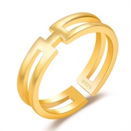 SSA 916 Gold Plated H Letter Fine Jewelry Double Cross Cubic Zircon Ring Jewelry with Box