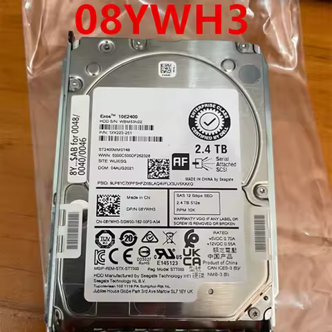 Almost New Original HDD For Dell 2.4TB 128MB SAS 10000RPM For Server Hard Disk For 08YWH3 8YWH3 ST24