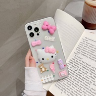 เคสโทรศัพท์มือถือลาย Hello Kitty แบบนิ่มลายการ์ตูนน่ารักเคสสำหรับ Apple iPhone 14 13 12 Mini 11 Pro Max X XS XR Max Plus ประณีตตามแฟชั่นมีสไตล์เคสฝาหลังจาก GGQcase