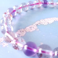 暖暖手作 -空氣水晶系列-紫水晶-透淨體彩超七手珠-開啟智慧