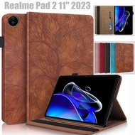 OPPO Realme Pad 2 Pad2 11.5 inch 2023 Tablet Cover 3D Embossed Life Tree Pu Leather Case with Auto Wake Function Stand Flip Case