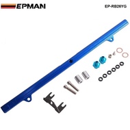 Aluminium Billet Top Feed Injector Fuel Rail Turbo Kit Blue For Nissan Skyline BNR32 R33 34GTR R34 8