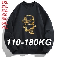 Men Plus Size Sweatshirt Long Sleeve Autumn Winter Hoodies Large Size 7XL 6XL Tshirt Solid Color Bla
