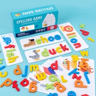 Permainan Ejaan Perkataan Wood Spelling Words Game Letter Recognition Card Montessori Puzzle Early E