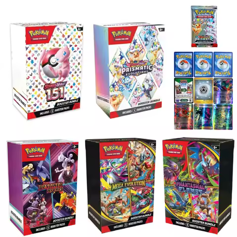 Poké Mon TCG Booster Bundle SV151 Prismatic Evolutions Mega Phantasmal Flames Rare Holo Trading Card
