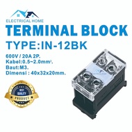 Terminal Block Din Rail IN-12BK 2P 20A BEST QUALITY.