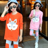 Baju Raya Baby Girl Fox Head Clothes Sets Baby Girl Cartoon design Long Sleeve + Pant 2pcs Sports