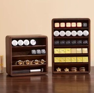 口紅收納盒 化妝品桌上收納 胡桃木