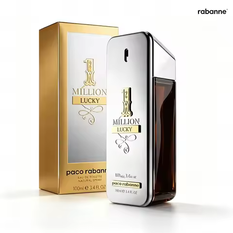 Rabanne 1 Million Lucky Men's Gulong Perfume, 3.4oz 100ml, Gourmet Woody Top Note Citrus+Fruity Midd