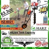 HARZ HZ6021 63cc 2-stroke Petrol Engine Earth Auger Machine 2200w Mesin Tebuk Lubang Tanah Gerudi Ta