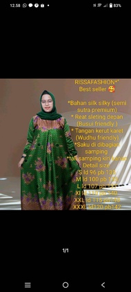 Terbaru gamis muslimat NU semi sutra hijau muda semi sutra
