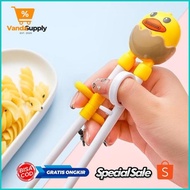 BEST SELLER! 3 In 1 Children's Cartoon Cutlery Set Stainless Steel Baby Training Chopsticks + Spoon 