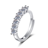 Explosive Ring Women's Ring, Moissanite Seven Princess Ring Straight Row Tail Ring