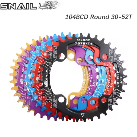 SNAIL Chainring 104BCD Round 30t 32t 34t 36t 38 tooth Narrow n Wide Ultralight Tooth Plate MTB Mount