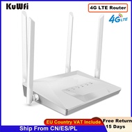 KuWFi 4G LTE Router 300Mbps Wireless Hotspot CPE Unlocked CAT4 4G WiFi Router with External Antenna SIM Card Slot 2 WAN/LAN RJ45 gubeng