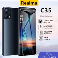 โทรศัพท์ Realma C35 5G ใหม่เอี่ยมสมาร์ทโฟน หน้าจอ 6.7นิ้ว（แรม16GB+รอม512GB）AMOLED กล้อง HD หน่วยความจําขนาดใหญ่ โทรศัพท์มือถือ เล่นเกม ดูหนัง มีเมนูภาษาไทย รองรับแอปธนาคาร ทำงานได้เร็ว ใส่ได้สองซิม ส่วนลดใหญ่ โทรศัพท์คาถูกๆ มือถือราคาถูกๆ