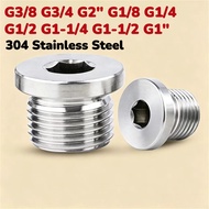 G3/8 G3/4 G2" G1/8 G1/4 G1/2 G1-1/4 G1-1/2 G1" 304 Stainless Steel Hex Socket Flange Plug Seal Pipe 