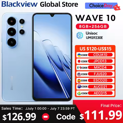 Blackview WAVE 10 Smartphone 6.88 HD+ 120Hz IPS Display Octa-Core 8GB 128GB 32Mp Camera 5000mAh 3 Ca