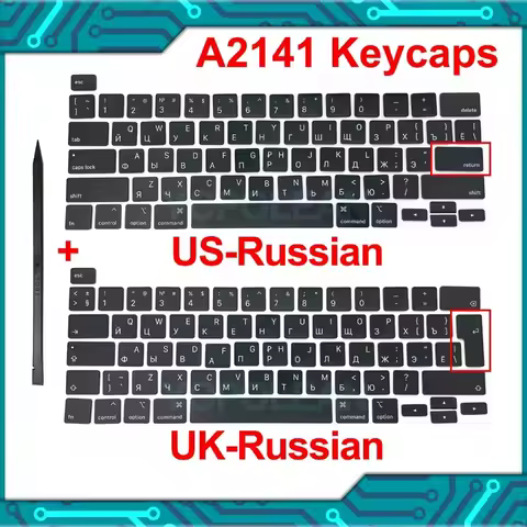 New A2141 A2289 A2251 Keyboard Keys Keycaps For Macbook Pro Retina 13" 15" 16" Keycap Russian 2019 2