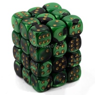 D&D Dice-12mm Gemini Black, Green, and Gold Plastic Polyhedral Dice Set-Dungeons and Dragons Dice In
