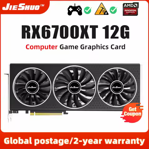 JIESHUO AMD RX 6700XT 12GB Video card GDDR6 192BIT GPU rx6700xt 12g Suitable for computer desktop ga