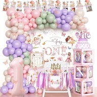 Elf Fairy Theme First Birthday Party Decoration Set 1st Birthday Balloon Background Decoration Suppl