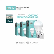 FELIX ONEMAX LED Emergency Light 12W White 3Pcs Super Bright 90% Economical Equivalent to 156W 2 Yea
