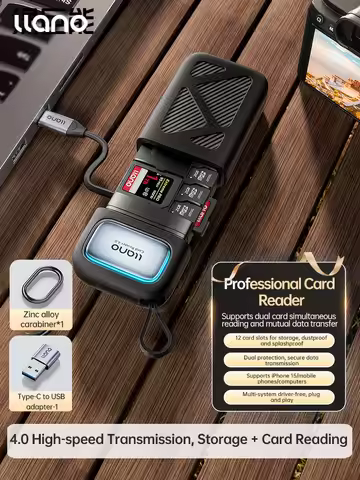 llano High-Speed SD Card Reader, 2-in-1 SD/Micro SD Card Holder & Reader, USB 3.0 Type-C UHS-II SD C