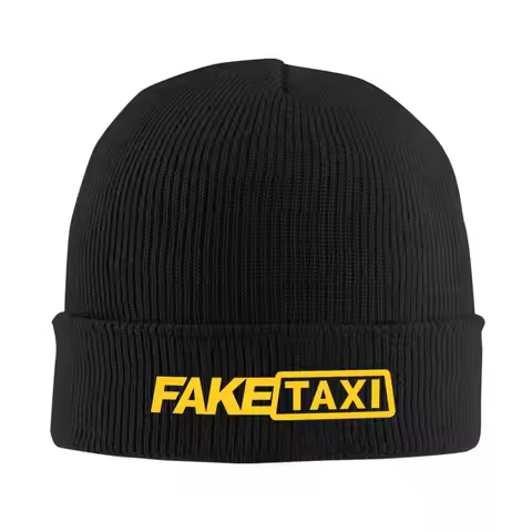 FAKE TAXI Interesting Text Knitted Cap Bonnet Hat Autumn Winter Warm Outdoor Beanies Hats Unisex Bea