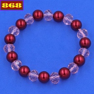 Red bracelet with 8 cups of pink crystal CTNTOFLHPG8