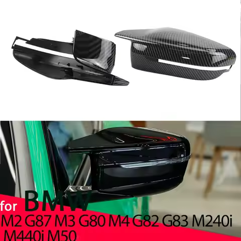 Carbon Fiber Look Black Rearview Side Mirror cover Caps for BMW M240i M440i i4 M50 M2 G87 M3 G80 M4 