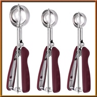 [chasoedivine.] Cookie Scoop for Baking Set of 3, Ice Cream Scoop Stainless Steel, Cookie Dough Scoo