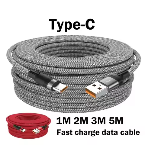 USB Type C 6A Super Fast Charging Cable For Huawei Xiaomi Samsung OPPO OnePlus 1M 2M 3M 5M Long Cord