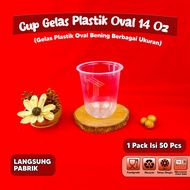 Gelas Plastik Oval Bening 12oz/14oz/16oz/18oz/22oz / Cup Oval Tebal Bahan PP / Gelas Oval Bening Per