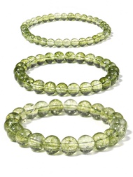 1pc Natural Stone Green Peridot Bracelet Healing Crystal Protection Meditation Jewelry For Women Men