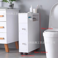 Storage cabinet, toilet cabinet with ultra-thin bathroom storage corner floor, ultra-thin paper cabinet with 2 doors and shelves vsm