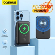 ALI🌹Baseus 10000mAh 20000mAh Magnetic Power Bank Wireless Charger 30W 6000mAh Powerbank For iPhone 14 13  Portable Exter