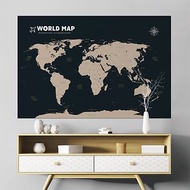 【輕鬆壁貼】世界地圖/褐返藍 - 無痕/居家裝飾