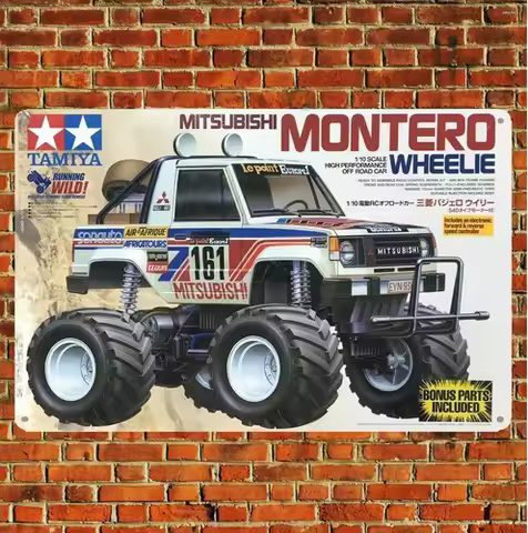 Metal Poster Vintage Rc Car Tin Sign Plaque Tamiya Montero Box Art-aluminum