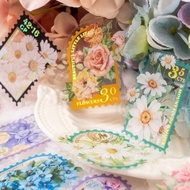 Ready 30 Pcs/ Pack Sticker Bunga Vintage Flowers By Post Stamp Gold Plated 6 Crafty Charm