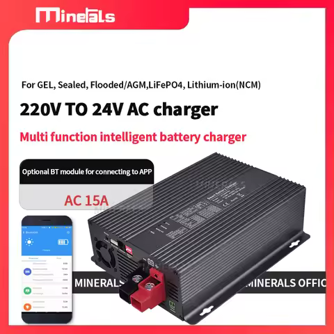 24V 15A Battery Charger Smart Lithium battery charger Bluetooth support LFP4 Li-ion lead-acid 220V t