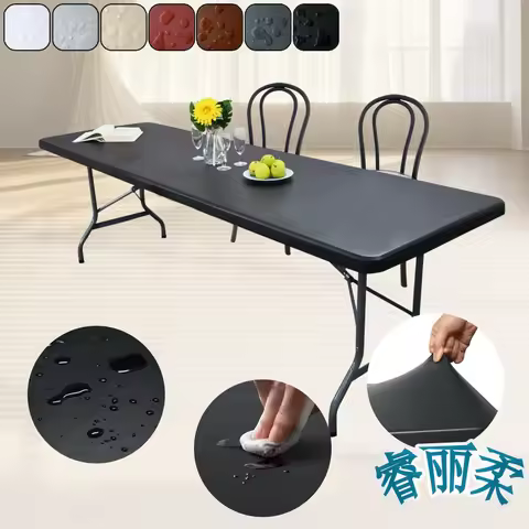 Waterproof Rectangle Tablecloth Table Cover For Picnic Elastic Edged Tablecloth 4FT/6FT/8FT Wipeable