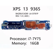 Dell XPS 13 9365 Laptop Motherboard i7-7Y75 i7-8500Y 16GB-RAM CN-0TRR79 0DPKX3 BAZ80 CAZ80 LA-D781P