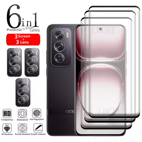 6-in-1 For OPPO Reno 12 Pro Glass For Reno 12 Pro Glass Protective Curved 9H Screen Protector For Re