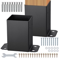 Good
 SucceBuy 4x4/ 6x6 Post Base 2/ 4 Pcs Powder-Coated Post Anchor Matte Black Wood Post Brackets 
