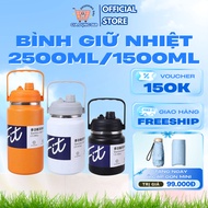 Thermos Bottle 2500ml/1500ml Large Capacity, Short Shape, Wide Mouth, Sturdy Handle, Long-lasting He