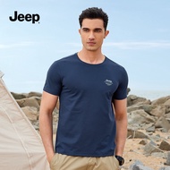 Jeep Official Store Ice Silk Short Sleeve T-Shirt round Neck Casual Summer Top for Men Lightweight B