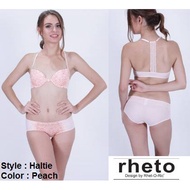 Bra set with panty Rheto style Haltie color peach dot available size 32B 34A 36A 36B 36C 38B