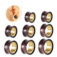 2 Piece Wooden with Stainless Steel Plug Tunnel Earring Gauge 6-25mm