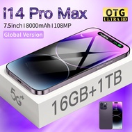 【รับประกัน 1 ปี】โทรศัพท์มือถือ i14 Pro Max 5Gสมาร์ทโฟน ใหม่เอี่ยม100% หน้าจอขนาดใหญ่ 7.5 นิ้ว（แรม16GB+รอม512GB）6800 mAh โทรศัพท์เล่นเกม ปลดล็อคด้วยใบหน้า ใส่ได้2ซิม ระบบนำทาง GPS มีเมนูภาษาไทย รองรับแอปธนาคาร มือถือราคาถูกๆ 5G มือถือ โทรศัพท์ถูกๆดี i14